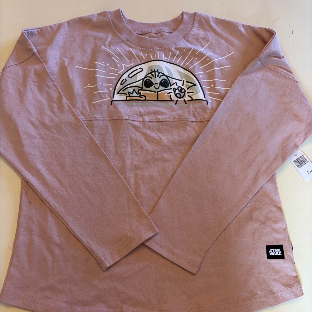 Star Wars Disney Pink Long Sleeve Shirt NWT Girls XL 14 Yoda